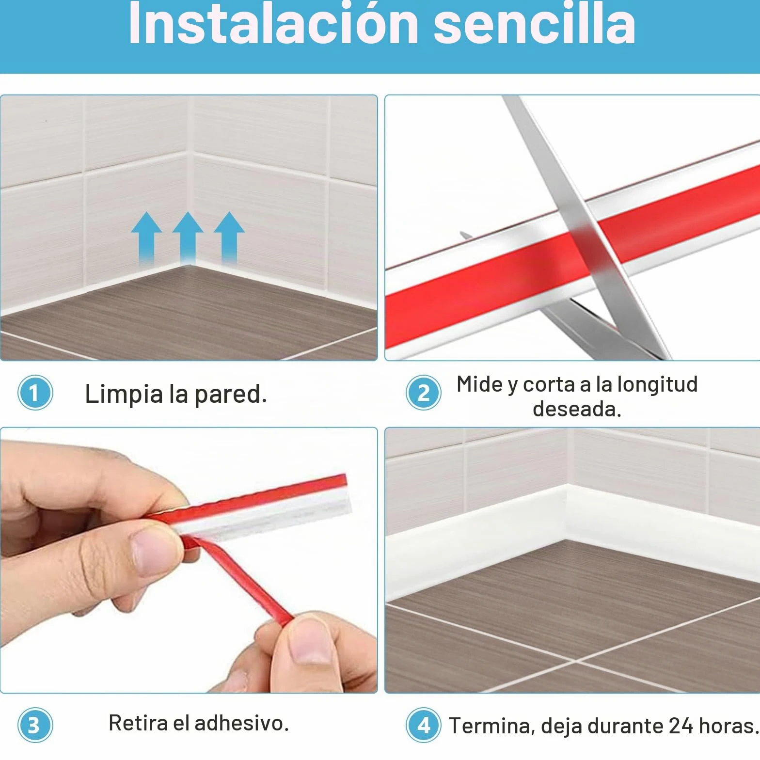 Molduras decorativas flexibles autoadhesivas para techo, 27 mm x 20 mm, de TPE, autoadhesivas, para bordes de pared, azulejos