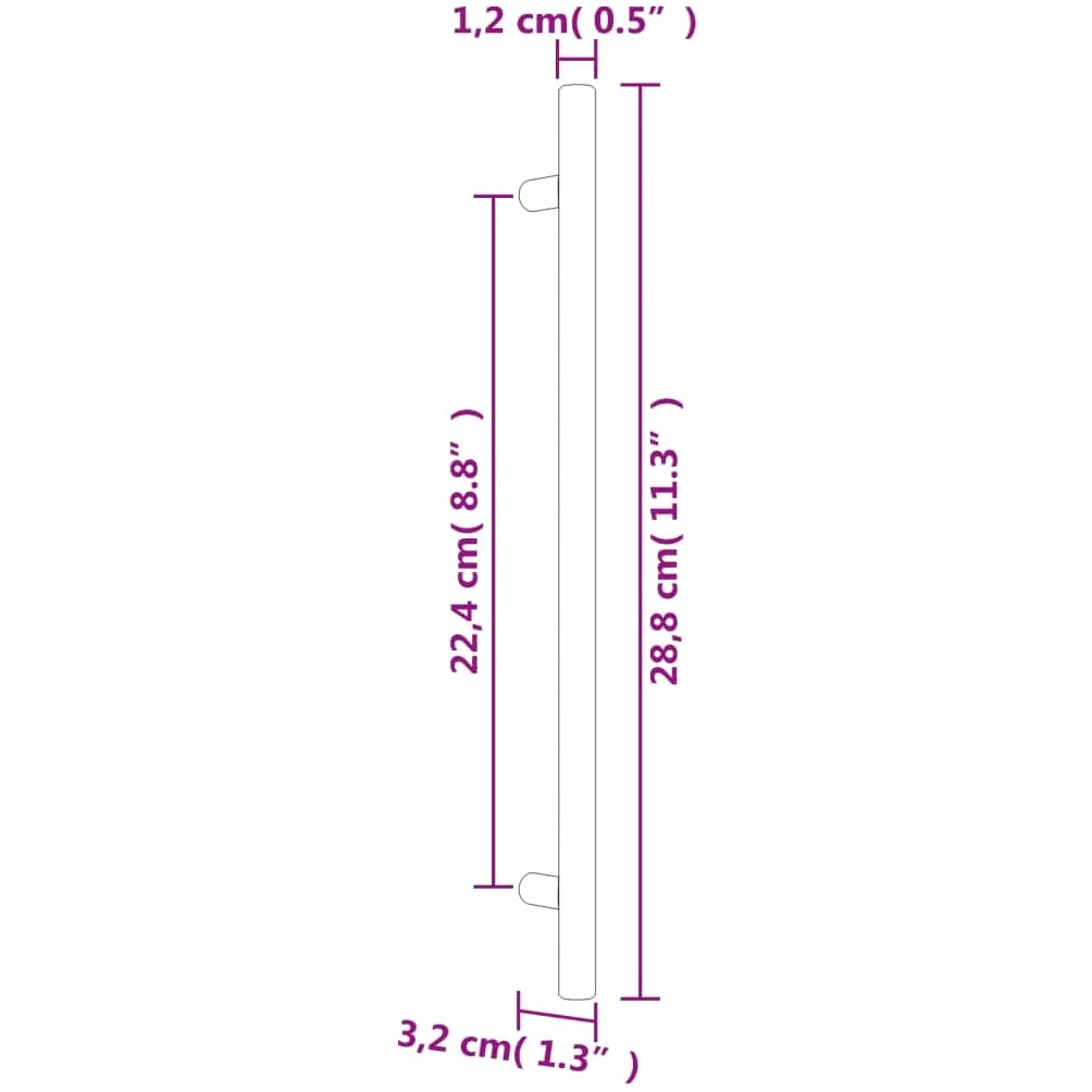 vidaXL Tiradores para Armarios 10 uds, Tiradores de Barra en T, Tiradores de Puerta Cajón, Accesorios para Muebles, Acero Inoxidable Dorado 224 mm