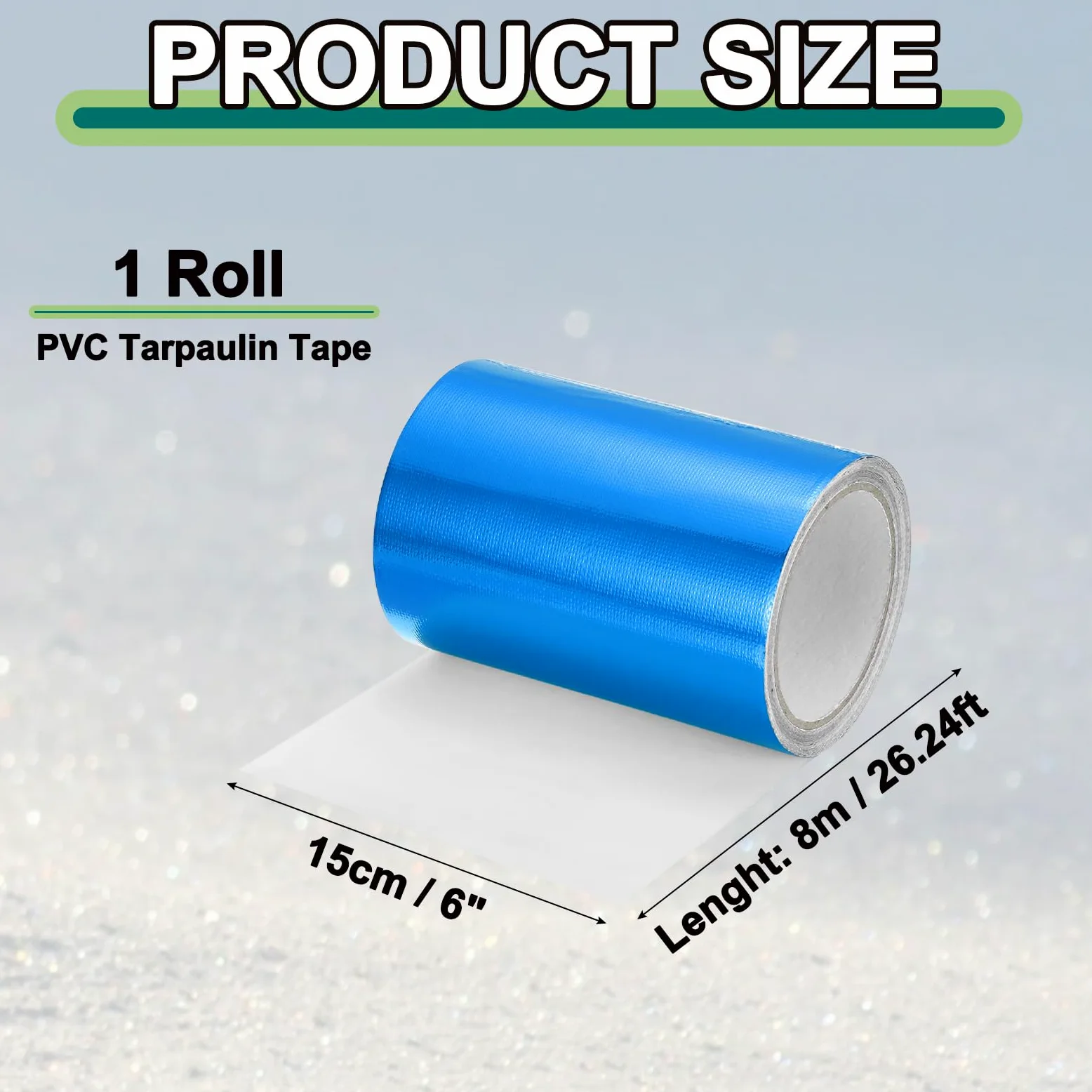 PATIKIL Cinta De Reparación Para Toldos 8mx15cm Cinta Impermeable De Lona Parche De Reparación De Alto Adhesivo Para Lona PVC Toldo Tienda Carpa Cubierta Bote RV Vela, Azul (6" x26.24ft)