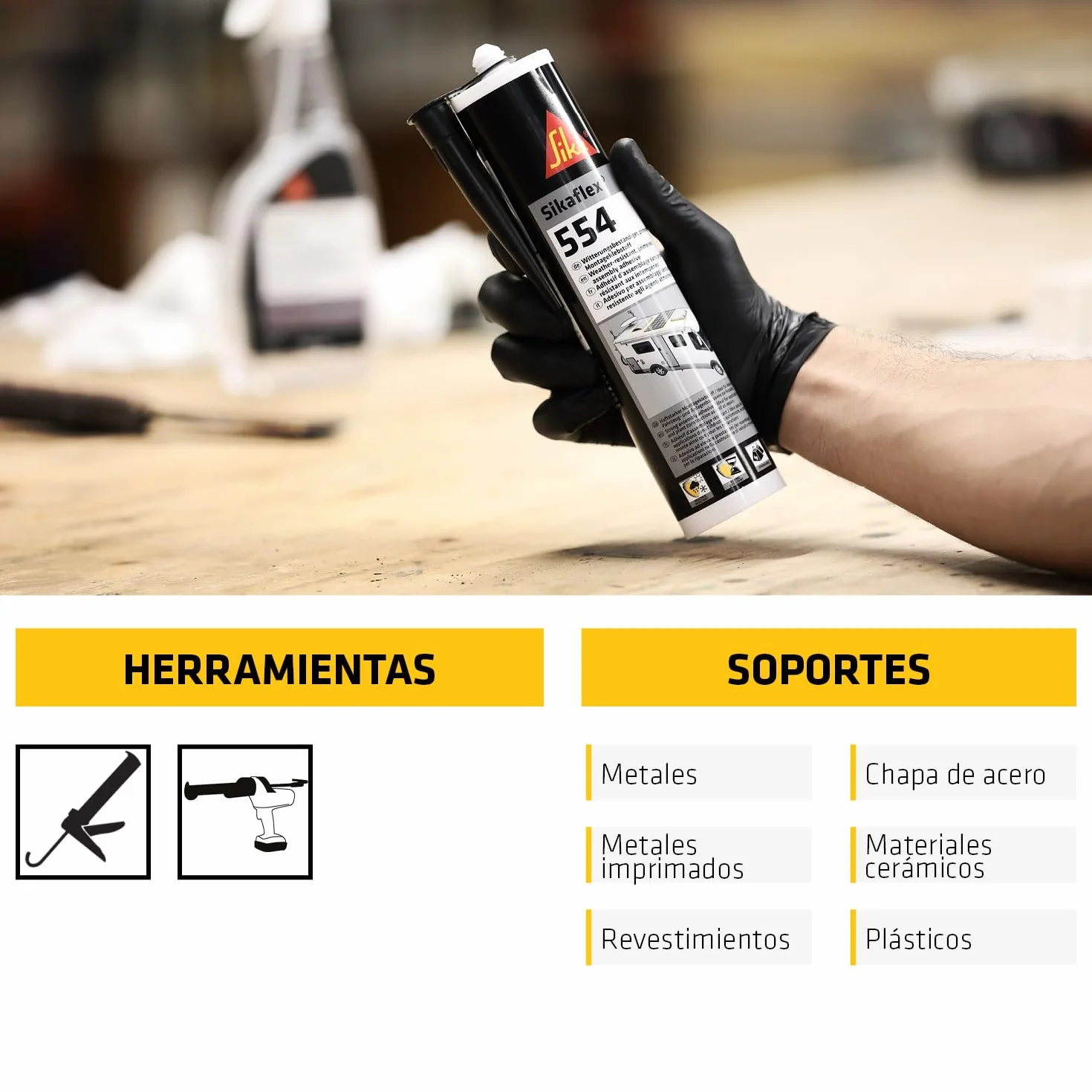 SIKA - Adhesivo de montaje STP - Sikaflex 554 blanco - Componentes y cargas dinámicas grandes - Construcción - Resistente a la intemperie - 300 ml