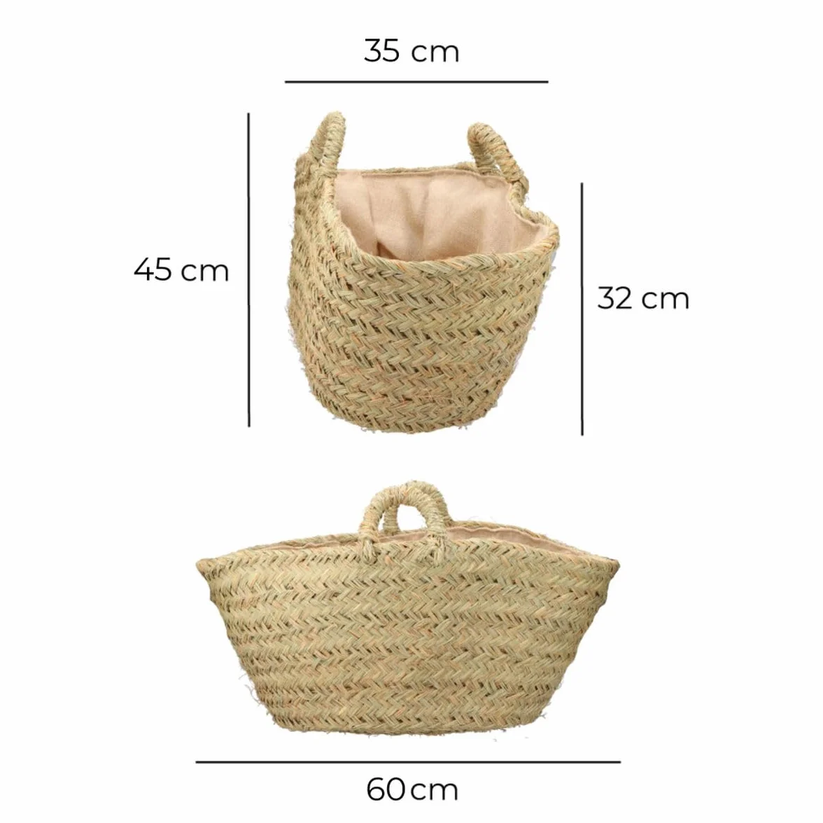 EDM Cesta para leña Esparto 60 x 35 x 45 cm 60 x 45 x 35 cm Oval - Marca Product - EAN: 8425998742381