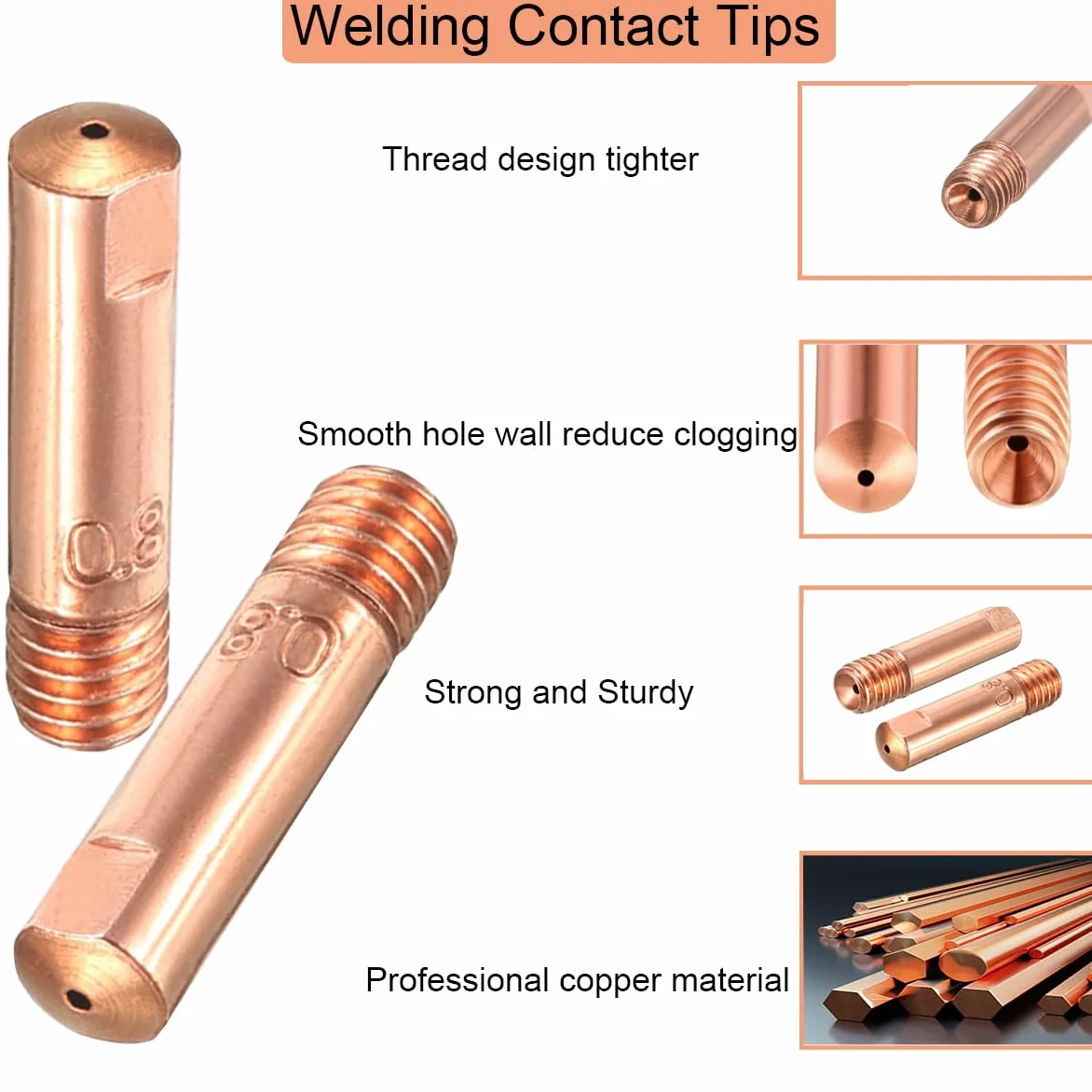 Puntas de contacto de soldadura MIG 0,6/0,8/0,9/1,0 mm MB15 15AK Kits de antorcha Boquillas Accesorios para consumibles de antorcha de soldadura 15AK MB15 MAG MIG, 42 piezas