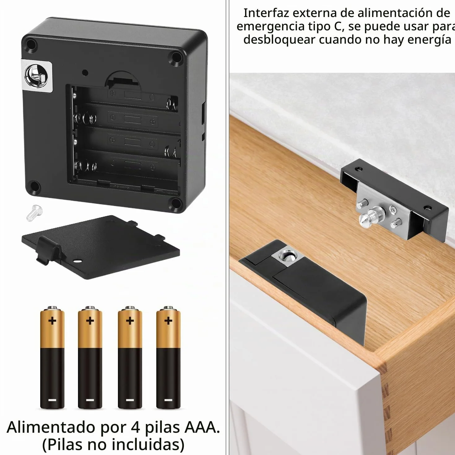 Cerradura de cajón RFID QWORK, Cerraduras ocultas para armario, Negro
