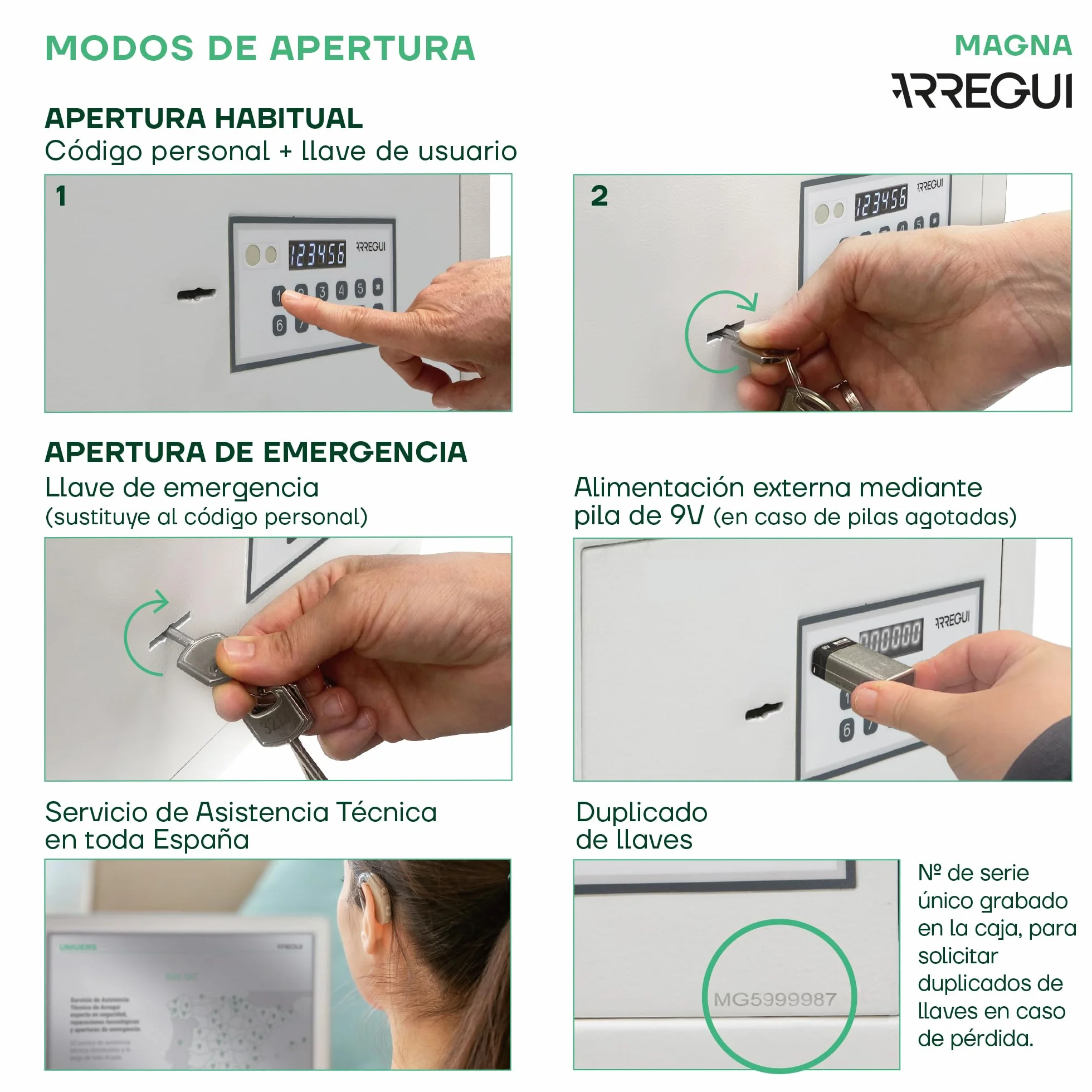 ARREGUI Magna 590020 Caja Fuerte Doble Seguridad Cerradura Código Llave 25x35x25 cm 16 L