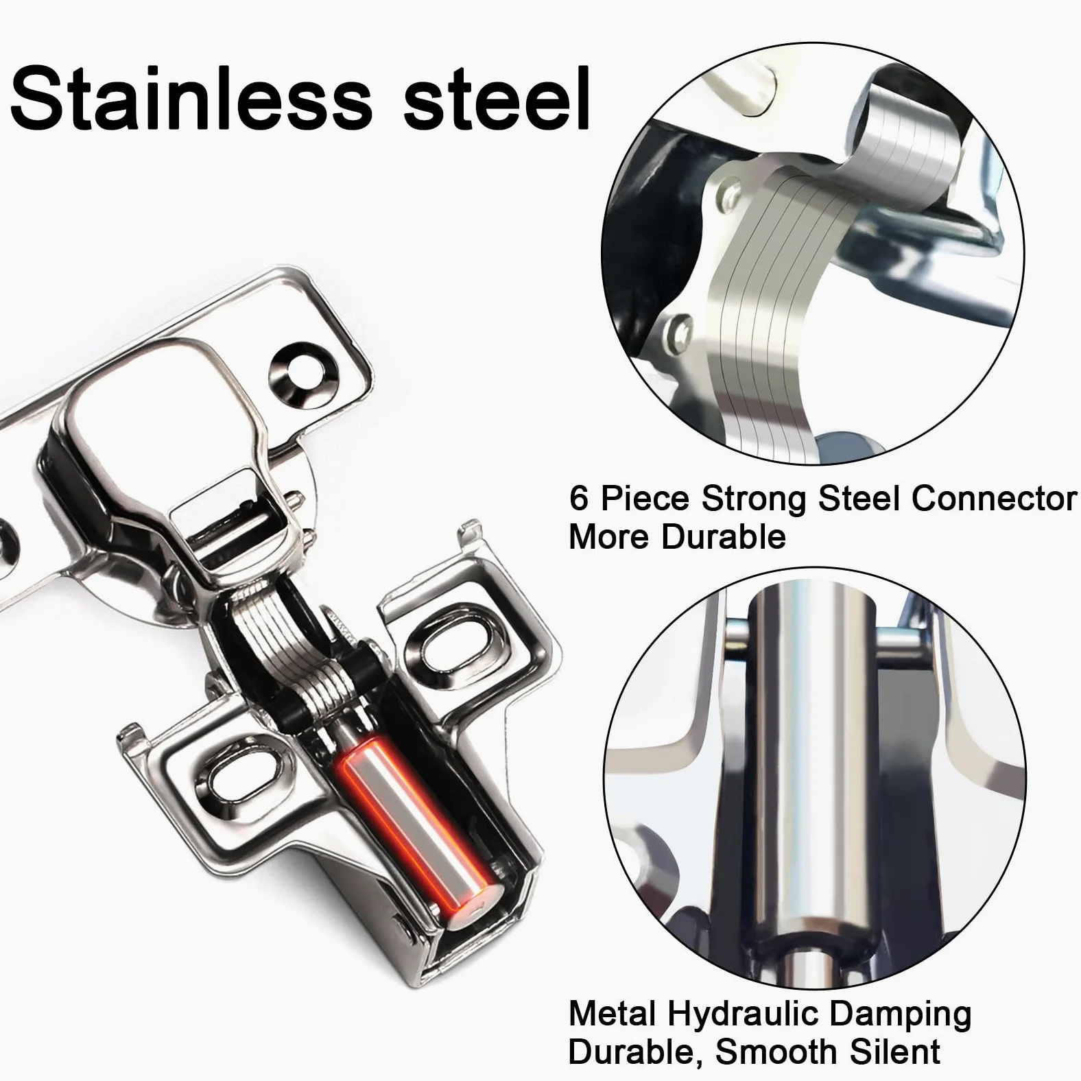 BESTEEL Paquete de 4 bisagras de puerta de armario de cierre suave de 1,27 cm para bisagras de gabinete de cocina, ángulo de apertura de 100 grados, bisagra oculta de acero inoxidable para armarios de