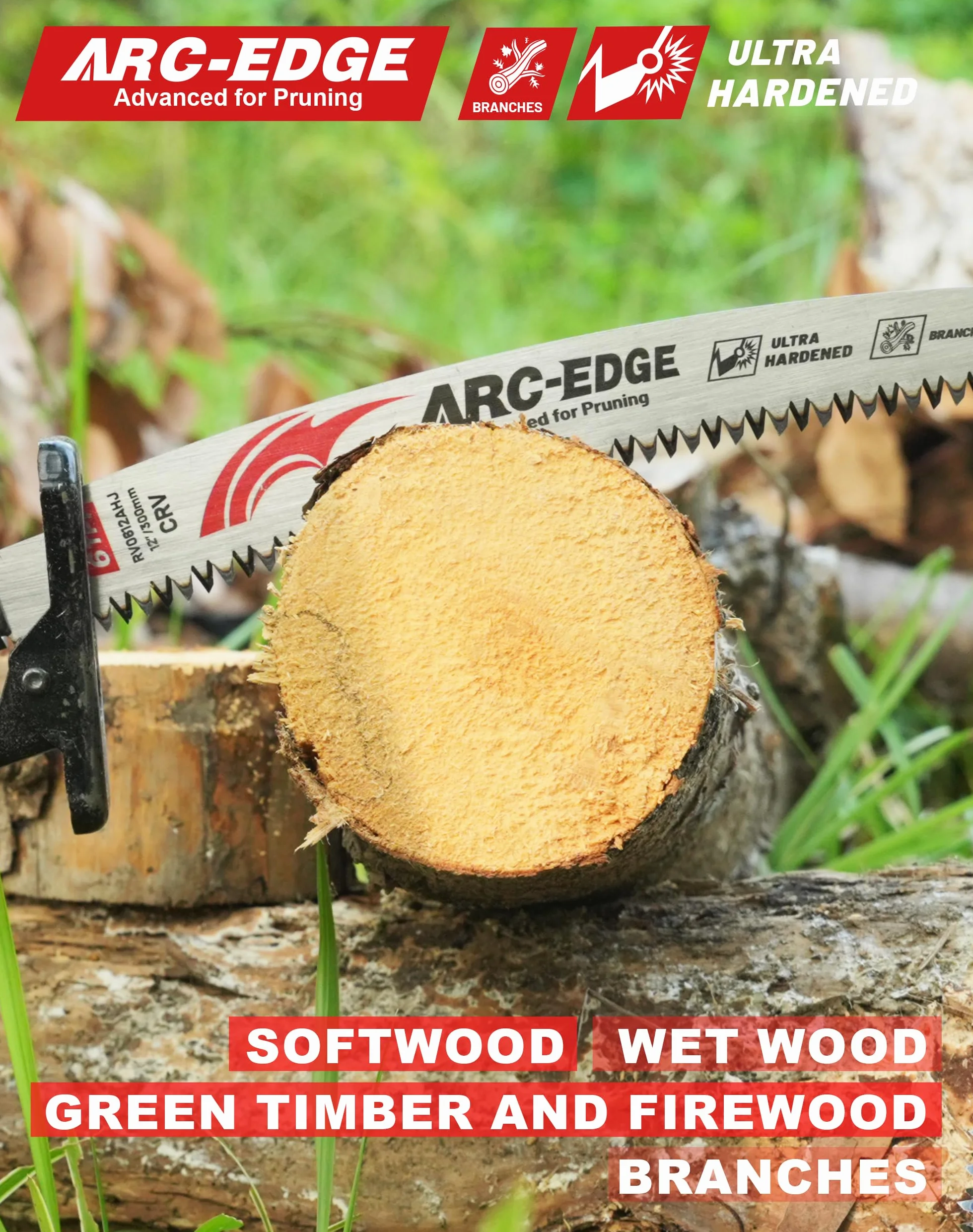 EZARC Lama de sierra recíproca de 300mm con dientes japoneses, hojas de sierra para poda de madera con borde en arco de 6 TPI para recortar árboles, cortar madera, 3 piezas.