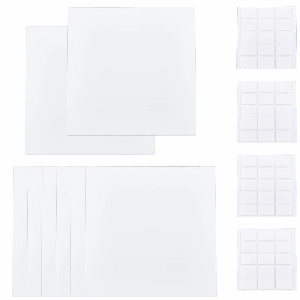 SUPERFINDINGS 8 placas de cubierta para agujeros de pared con 60 pegatinas de plástico de 30 cm, placa a prueba de polvo, placa cuadrada mate en blanco para cubrir suelo, techo y pared