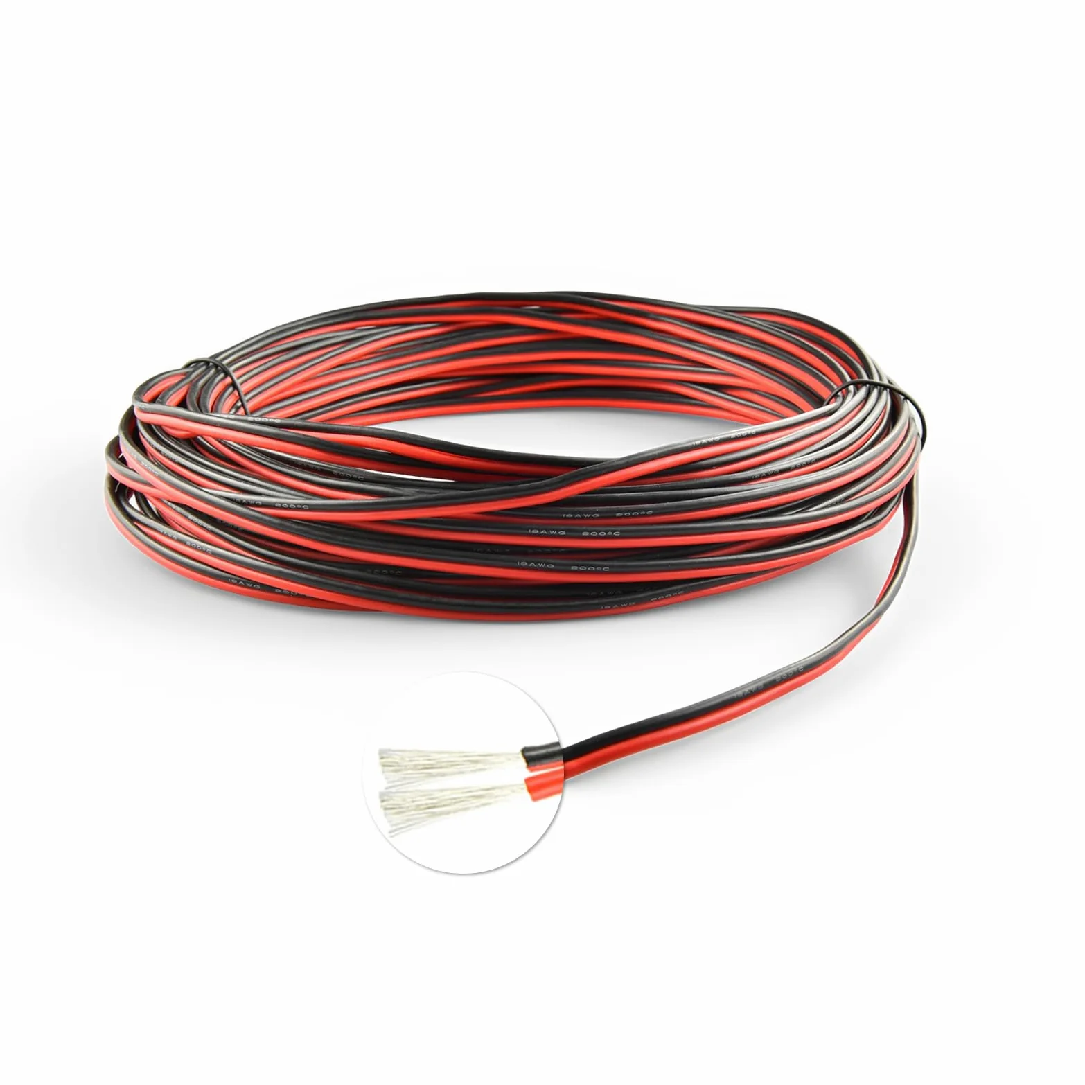 20M Cable Silicone 0,75 mm² Rojo-Negro 18AWG Flexible | Cable de cobre estañado, Flexible, Resistente a altas temperaturas