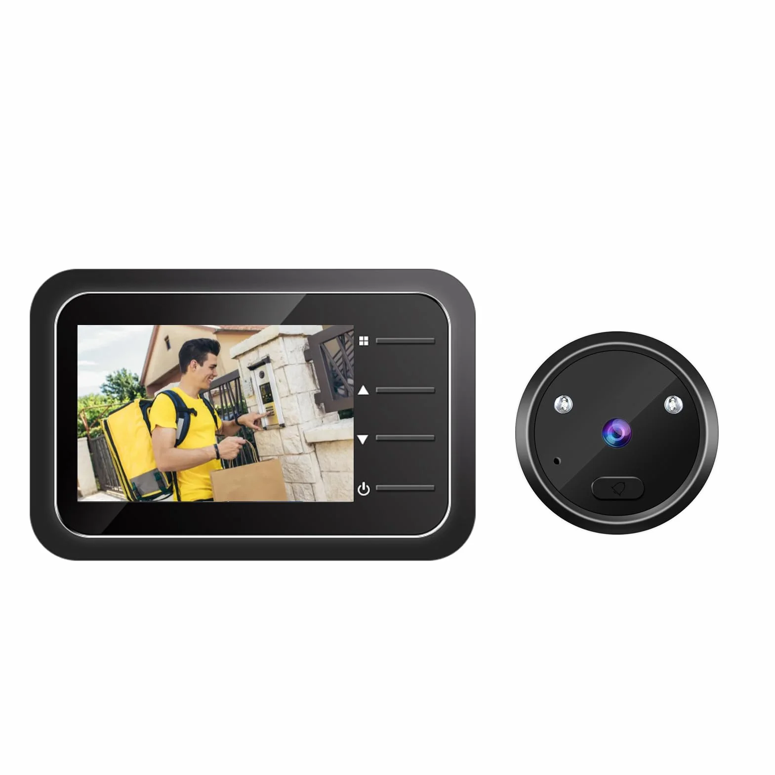 Mirilla inteligente de 2,4 pulgadas con cámara y timbre, gran angular de 120°, visión nocturna por infrarrojos, imagen HD de 0,3 MP, grabación automática, 32 GB de memoria, para puertas de 35