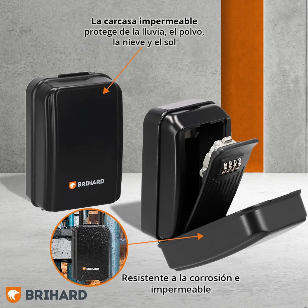 Caja Seguridad Llaves All Season XL Con Protector Impermeable, para Pared Exterior, Segura con Cerradura de Combinación de 4 Dígitos, Resistente a la Intemperie para Llaves de Casa y Coche