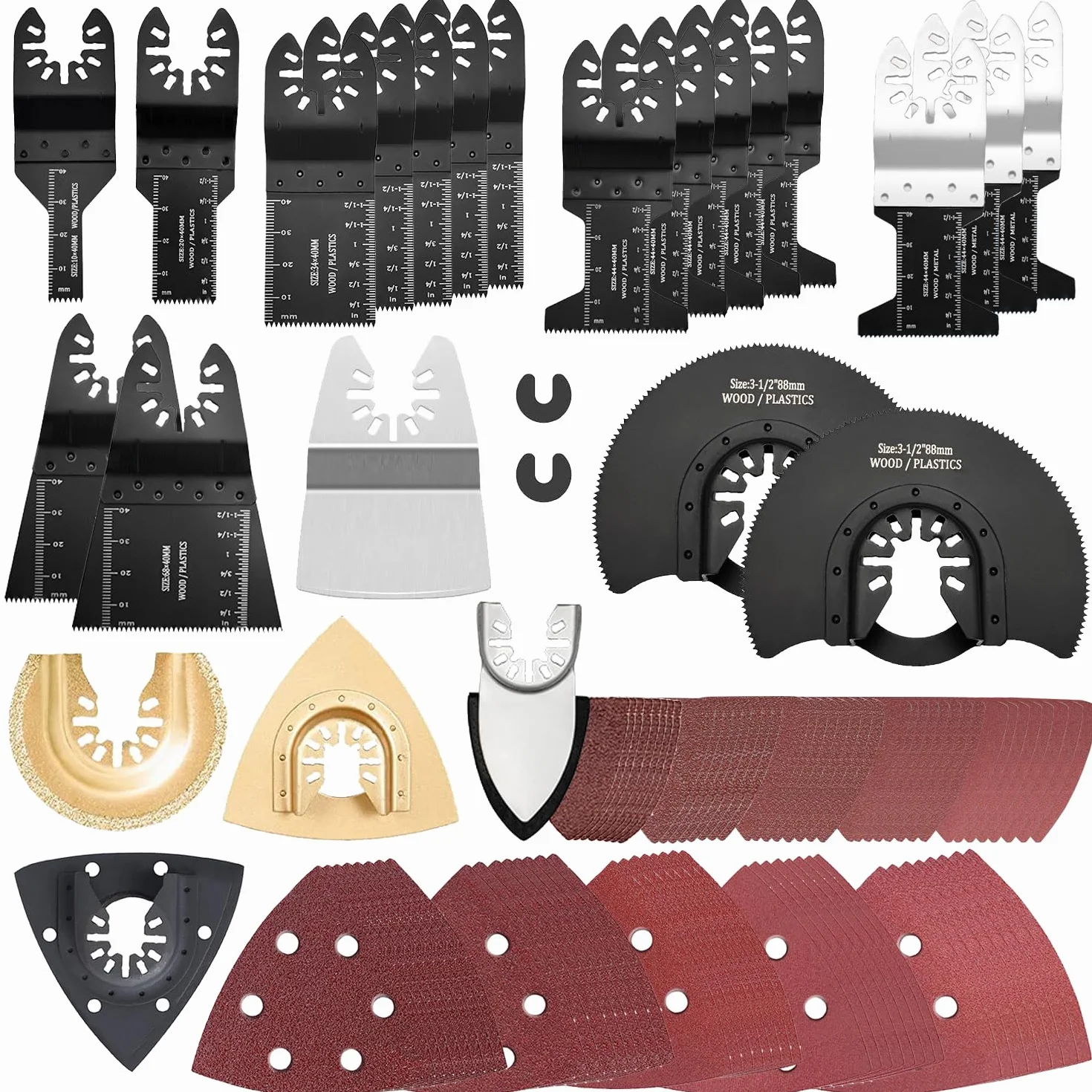 Universal Accesorios para Herramientas Oscilantes Multifunción Hojas de Sierra Oscilante para Lijar, Moler y Cortar Cuchillas Oscilantes Cuchilla de Corte para Metal Madera Plástico Azulejo Clavo