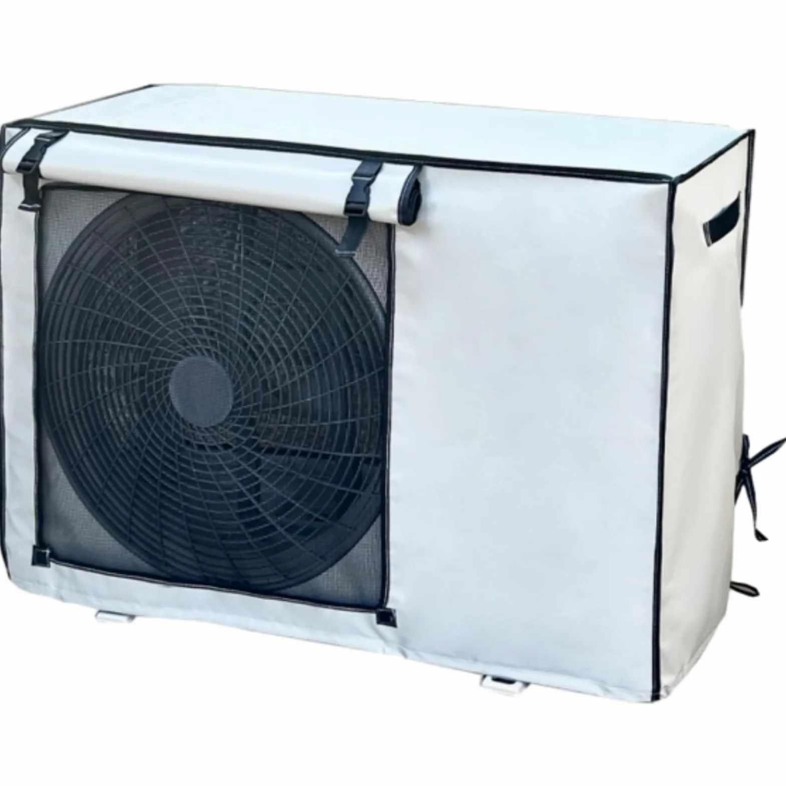 Funda para motor de aire acondicionado exterior, lona exterior anti-nieve anti-polvo, cubierta de aire acondicionado con hebilla fija, tejido Oxford, resistente al sol y a la humedad