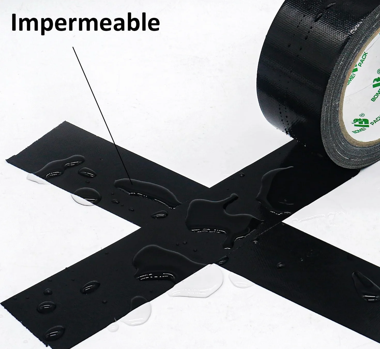 BOMEI PACK 3 rollos Cinta Americana 50mm x 50 m - Cinta Adhesiva Negra - Cinta Fuerte de Tela Reforzada con Tejido - Para Interiores y Exteriores
