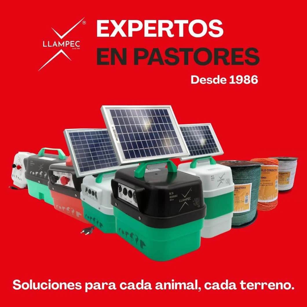 Llampec Hilo Pastor Eléctrico 200 m x 12 mm Cinta 5 Conductores Acero Inoxidable Resistencia UV Cable Valla Eléctrica