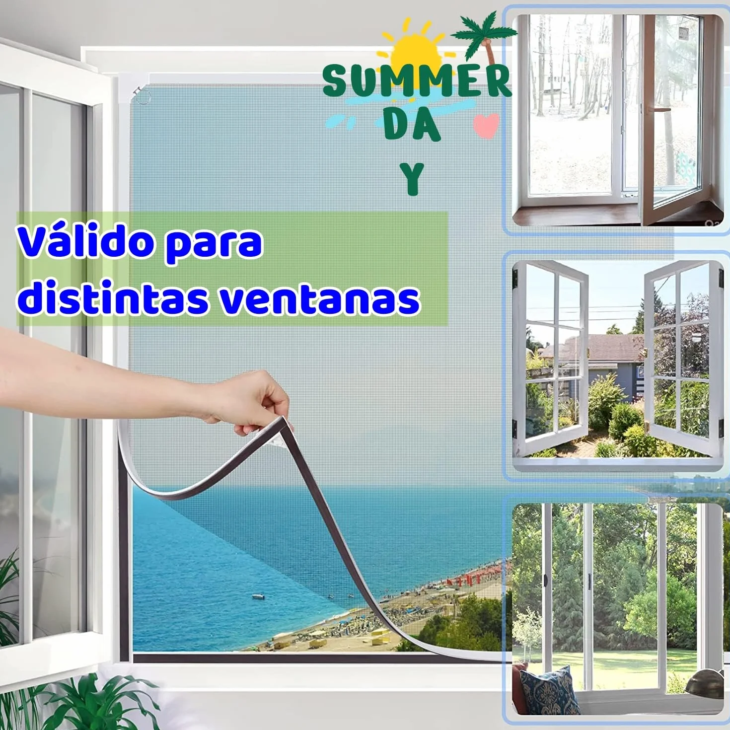 Mosquitera Magnética para Ventana, Tamaño Máximo 130 x 150 cm, Red de Fibra de Vidrio, Fácil Instalación, Recortable y Sin Taladrar