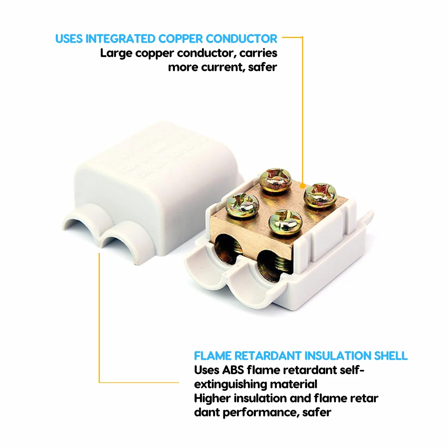 Conector Divisor Tipo T Caja de Conexiones 3 Vías 6 Uds. 1000V 100A ZK-1216