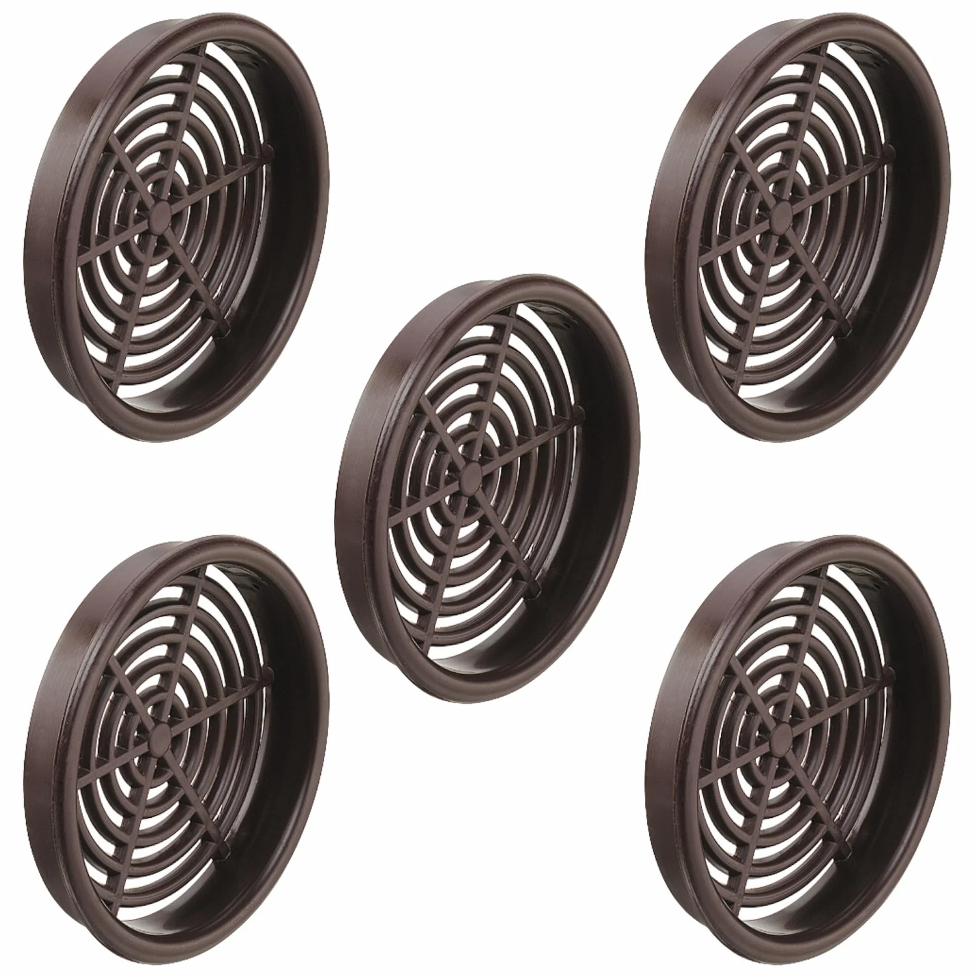 cyclingcolors 5x Rejilla de ventilación redonda 60 mm Diámetro total 65 mm de plástico Orificio Gabinete Armario Cocina, Marrón oscuro