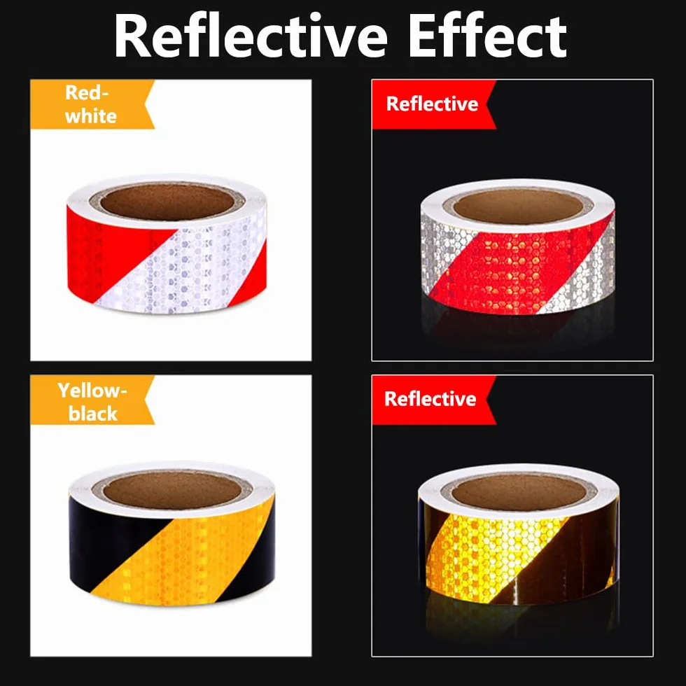 Cinta Reflectante, Cinta Reflectante Impermeable de 10 CM x 10 M Cinta de Advertencia Autoadhesiva Cinta de Seguridad Llamativa Cinta de Advertencia para vehículos, automóviles - Amarillo y Negro