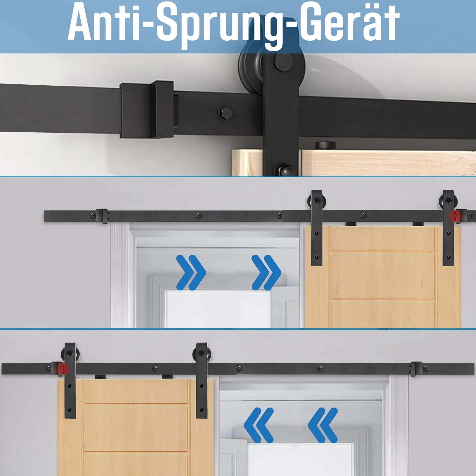 UISEBRT Kit de rieles para puerta corrediza de granero de 366 cm, de acero al carbono, para puerta de granero, armario, riel deslizante, juego de rieles para colgar, color negro