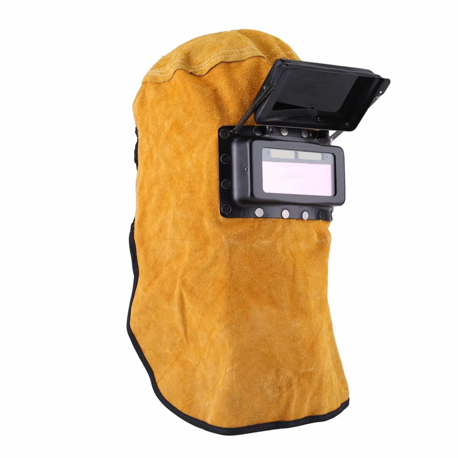 Casco de Soldadura de Cuero con Lente de Oscurecimiento Automático para Protección Facial y Cuello Pantalla de Soldador con Ajuste Rápido y Material Transpirable