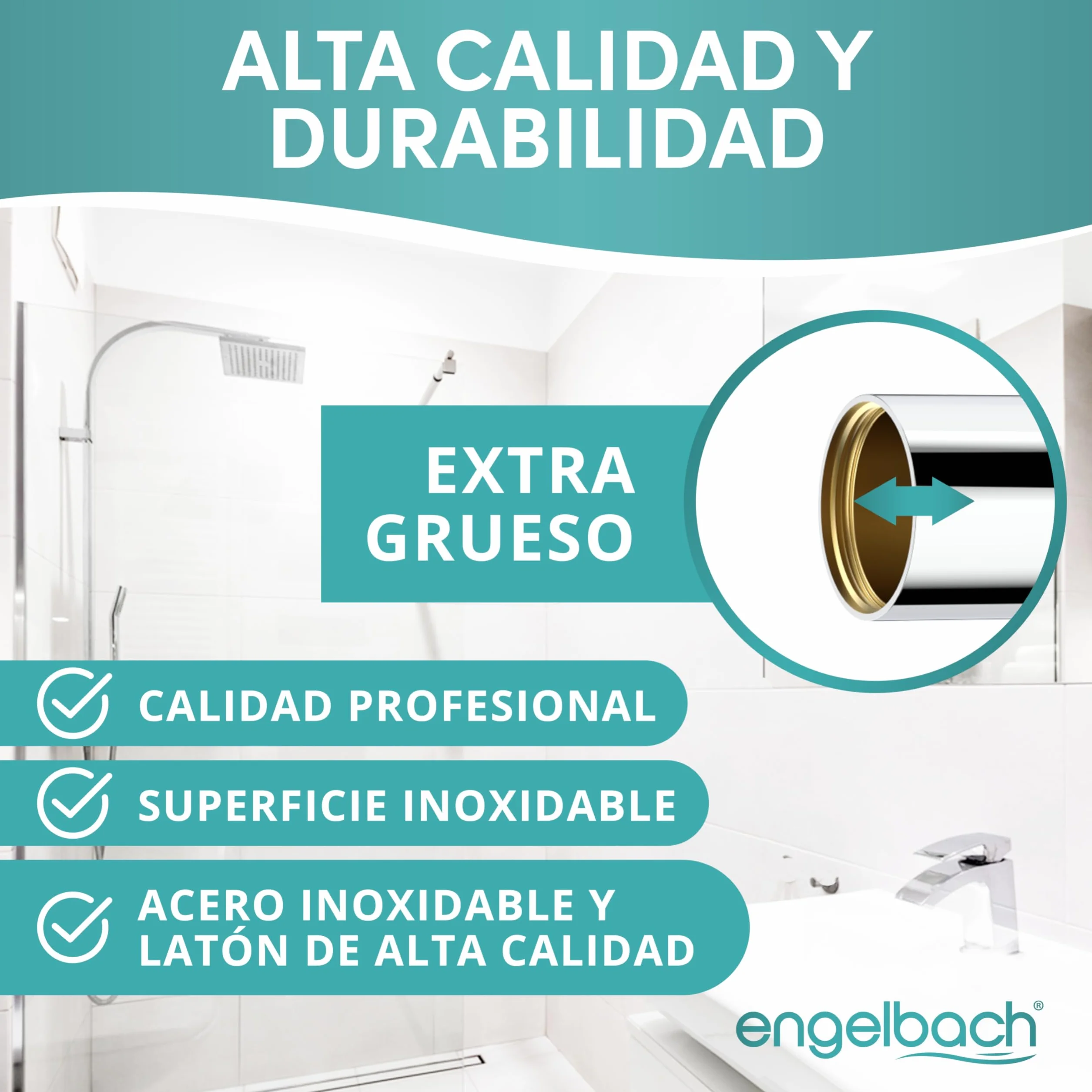 Engelbach Sifón lavabo 1 1/4" cromado desagüe universal con apertura limpieza