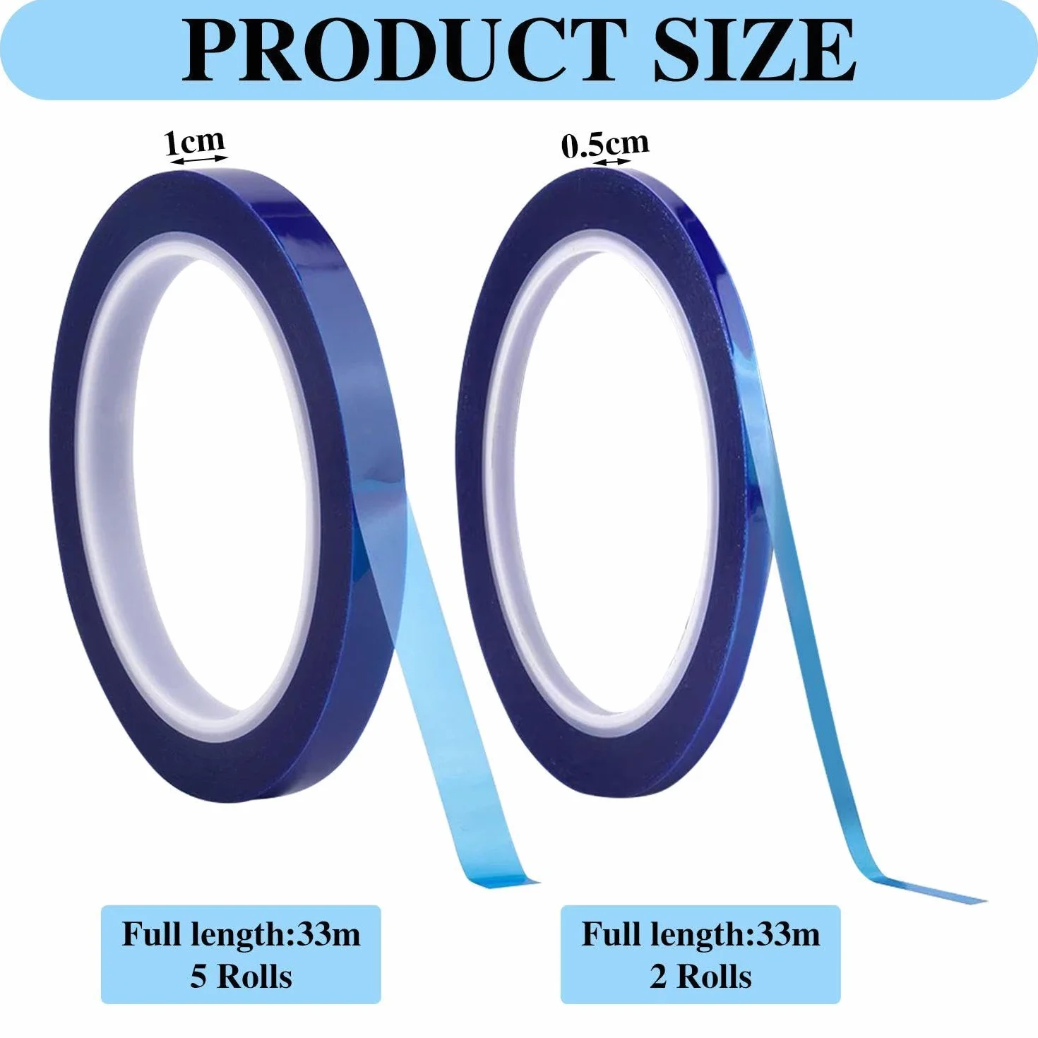 7 Rollos De Cinta Azul, Silicona Resistente A Altas Temperaturas, Cinta Térmica De Impresión 3D, Procesamiento Electrónico De Productos, Adecuada Para Ciencia Industrial Y Empaque De Productos.