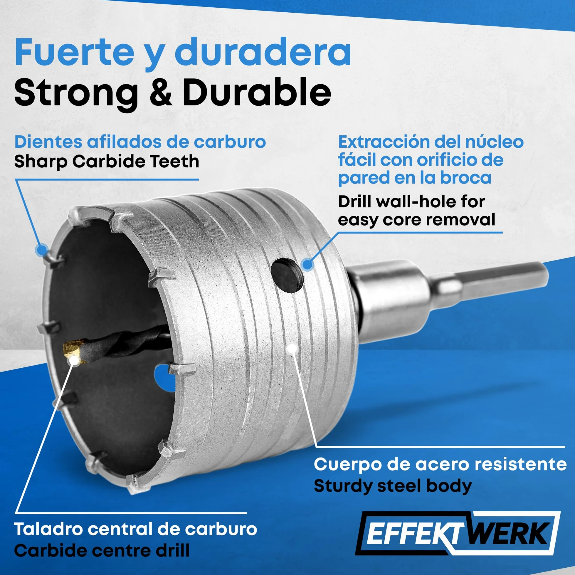 Broca de núcleo - Kit de sierra de agujero de 82 mm para hormigón, ladrillo y mampostería de piedra - Broca hueca circular con central de carburo y vástago SDS Plus