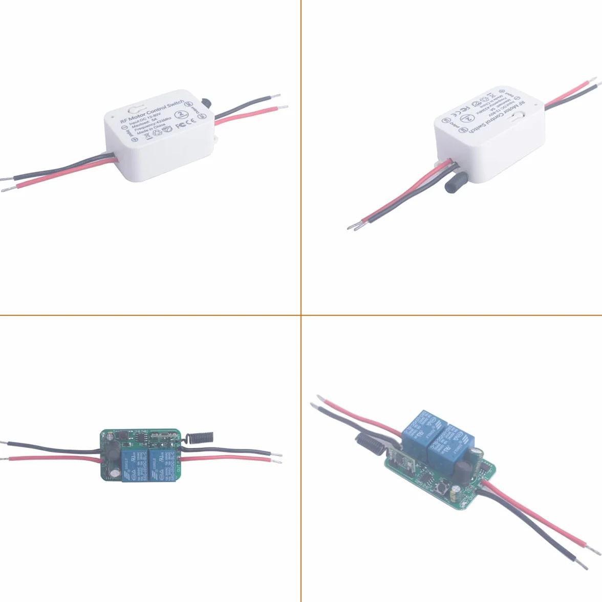 Interruptor de control remoto de motor de DC 12V 24V 36 48V interruptores de relé inalámbricos de 12V-80V 5 A controlador de receptor con transmisores, motor de avance, retroceso (2* Controlador)