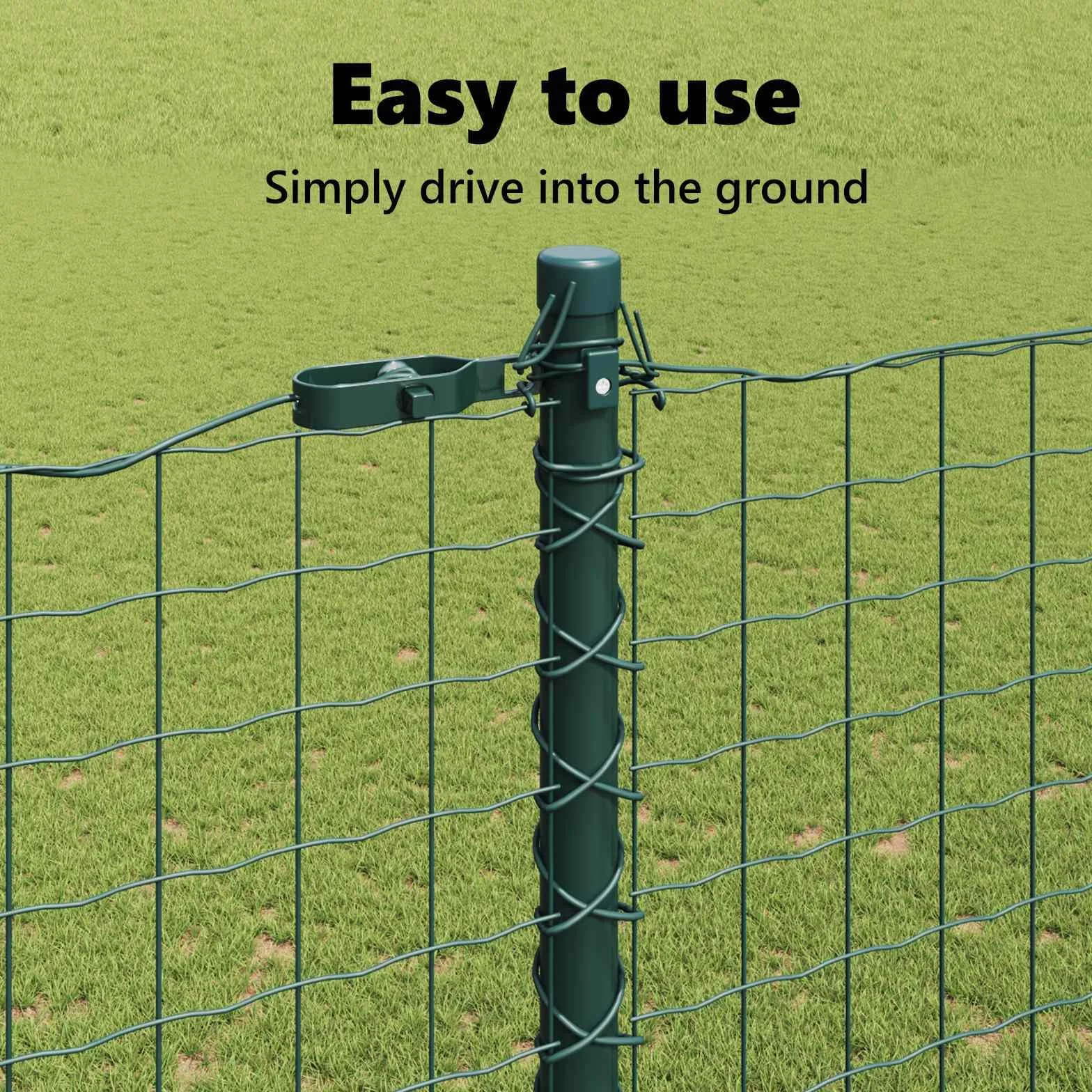 vidaXL Poste de Valla 2 pcs Verde Acero con Recubrimiento en Polvo, Poste de Cerca de Jardín, Diseño Moderno, Rectangular, Resistente al Clima, Fácil de Instalar