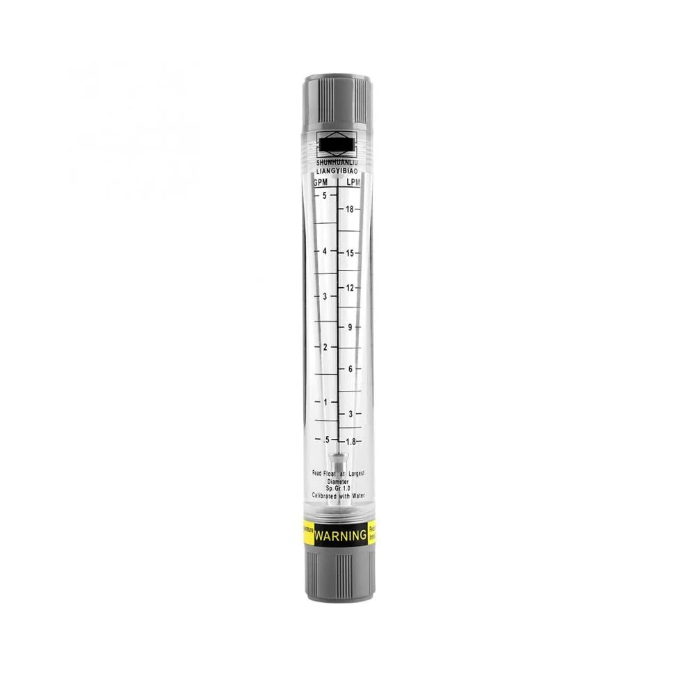 Caudalímetro líquido tipo tubo, 0..25-2.5 GPM y 1-9 LPM rotámetro de agua de alta precisión para análisis de la tasa de medio líquido, LZM-15G (rosca interna de 1/2 pulgada)