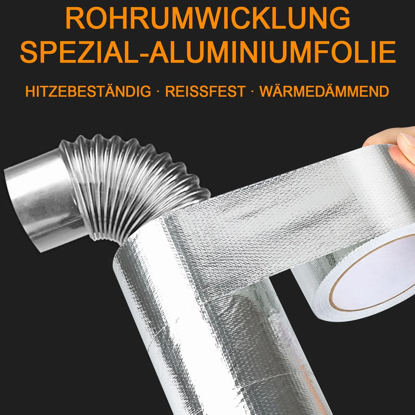 Cinta de Aluminio Adhesiva Resistente al Calor (2 Rollos x 25m) – Cinta Alu Reforzada con Fibra de Vidrio para Calefacción, Tubos, Coche, HVAC y Sellado – Papel de Aluminio Plata 50m
