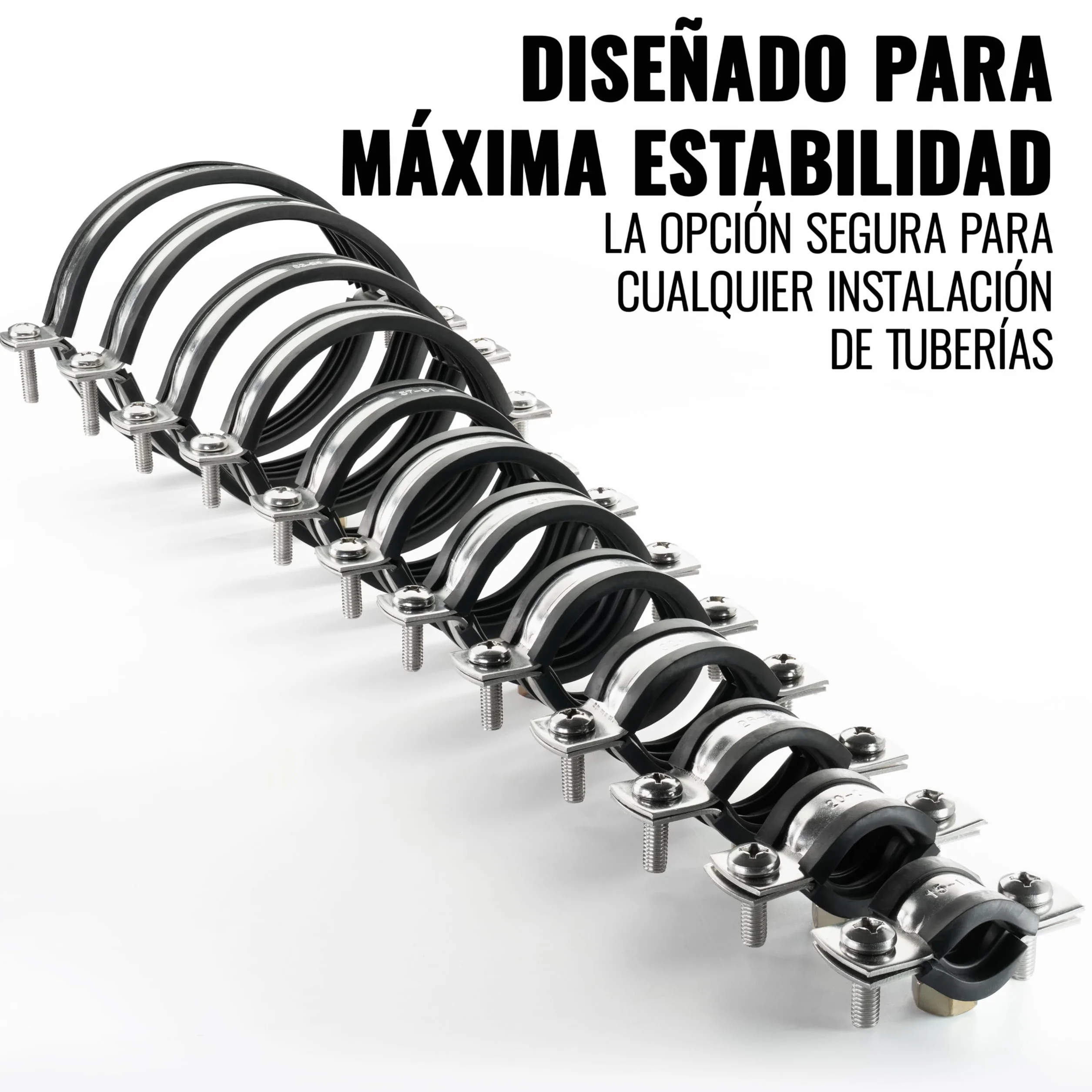 Poppstar 2x Abrazaderas de manguera de acero inoxidable W4 40-43 mm 1 1/4" M8*82