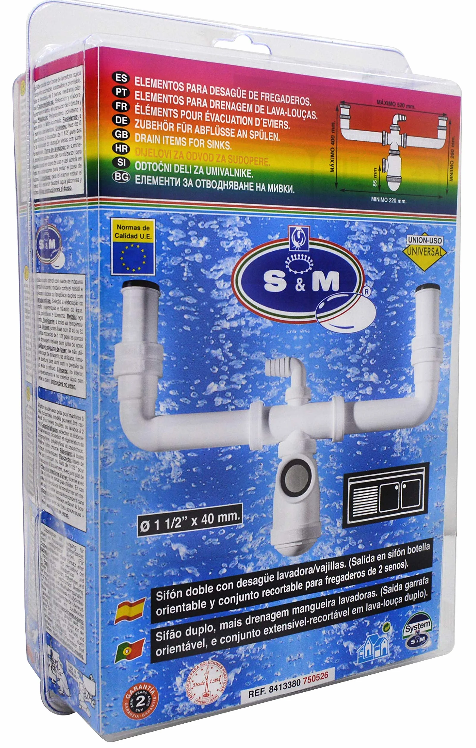 S&M Sifón evacuación botella doble 1-1/2" 750526