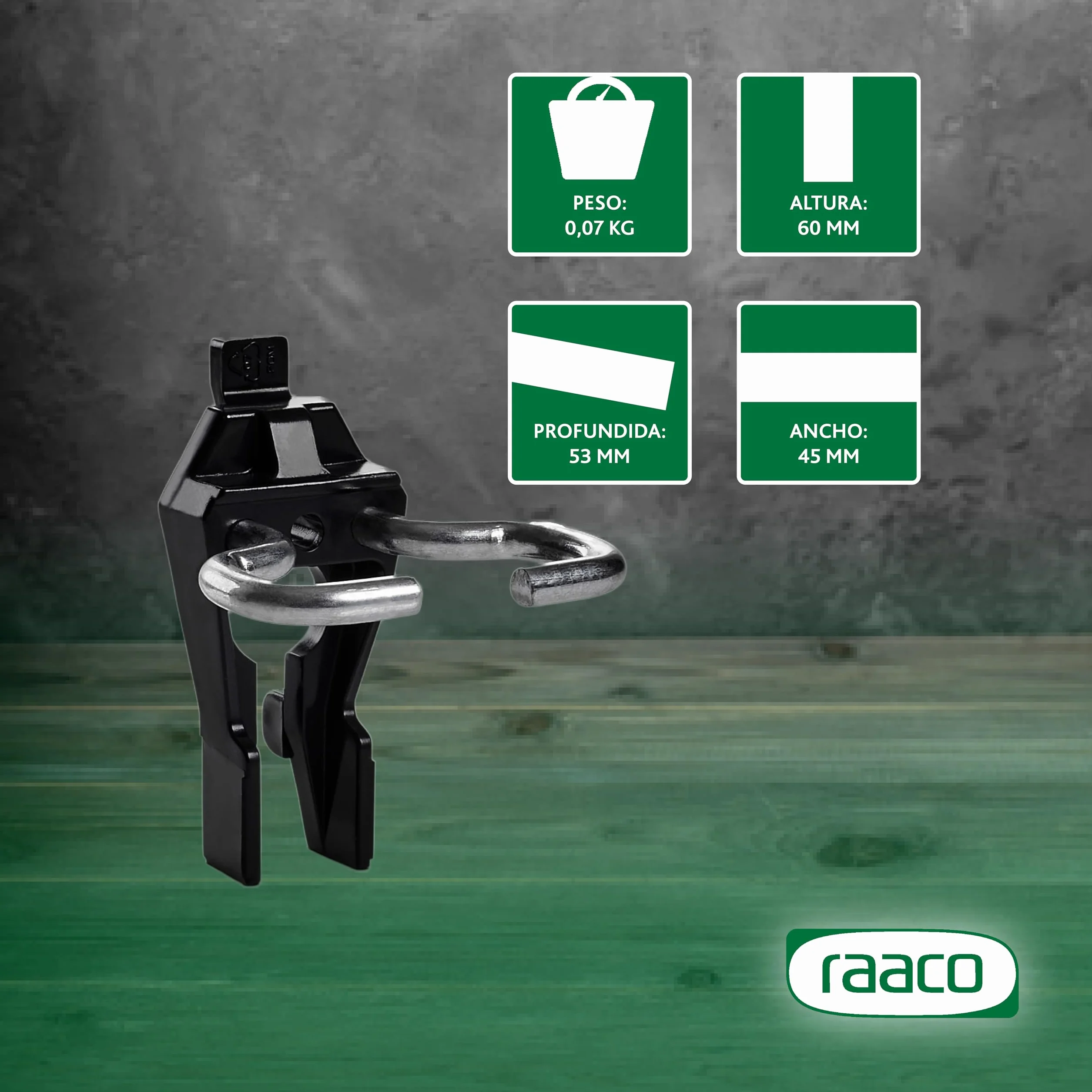 Raaco Clip Porta-Pinzas 5-17 para Panel Perforado, Ganchos de 17 mm, Set de 3 en Acero y Poliacetal