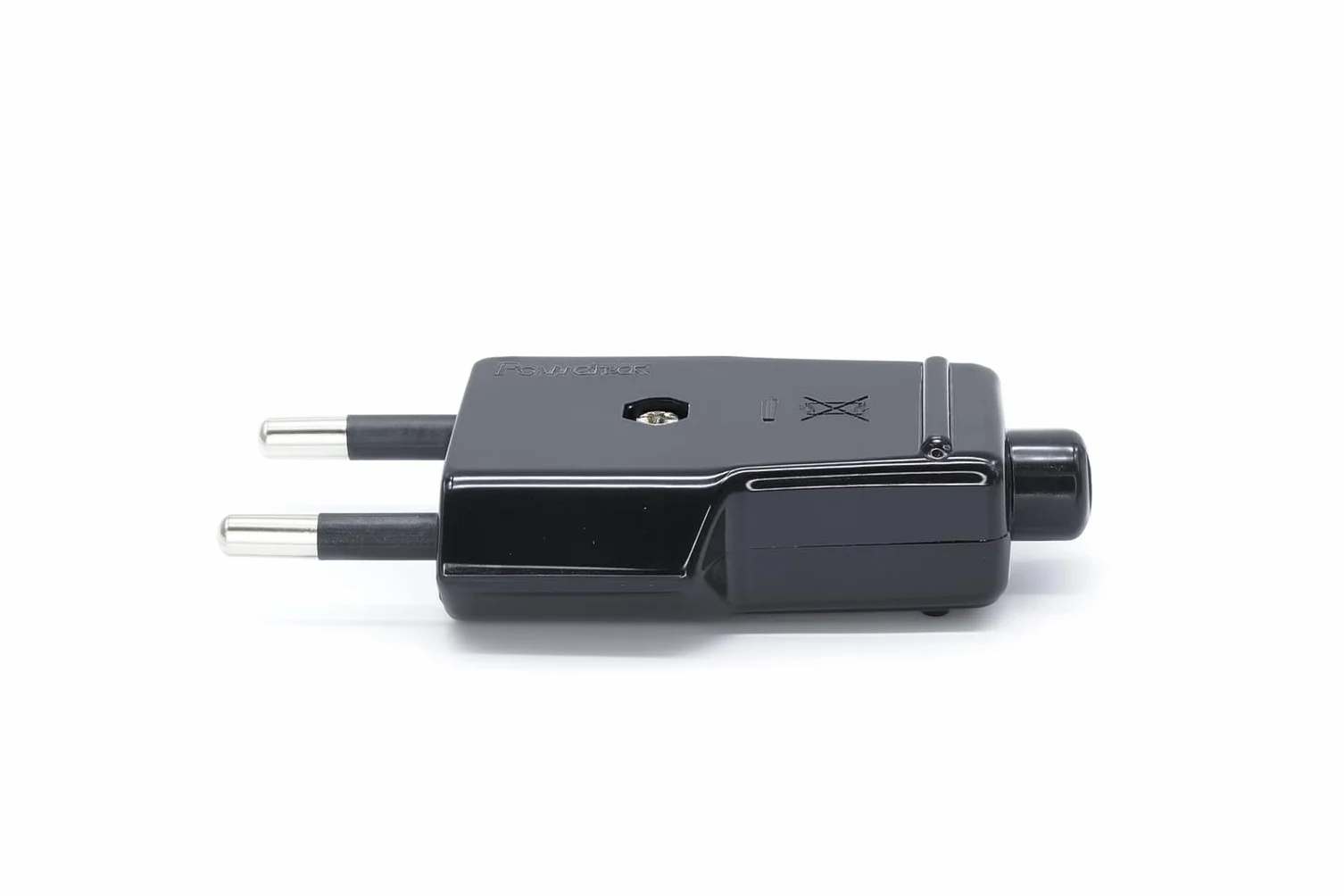 Clavija Bipolar Macho 10A 250V Negra IP20 Enchufe Bipolar Recto sin TT Contactos de Latón Niquelado Conector Eléctrico Tipo Macho