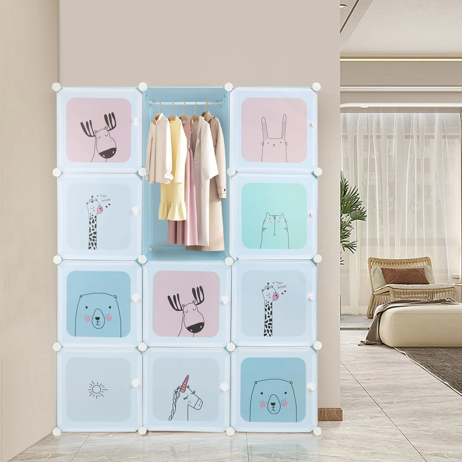 HUOLE Armario Modular para Colgar Ropa, Almacenaje, Fácil Montaje, Cubo Profundo
