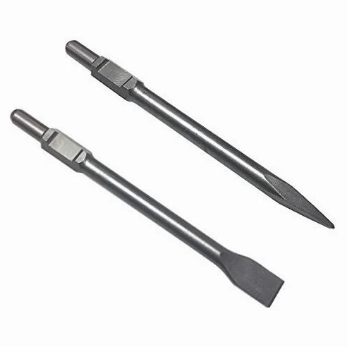 Juego de cinceles SDS HEX profesional de 2 piezas, 35 x 410 mm, cincel plano, cincel puntiagudo, vástago hexagonal de 30 mm, plano, puntiagudo, ancho para martillo de demolición