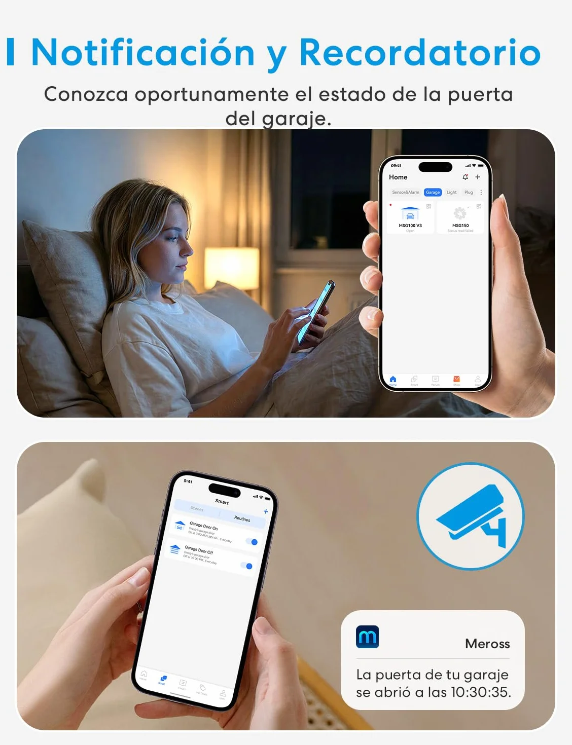 Meross Abridor de Puertas de Garaje Inteligente, Control Remoto y de Voz, Función de Cronómetro, Compatible con Apple HomeKit, Alexa, Google Asistente y SmartThings