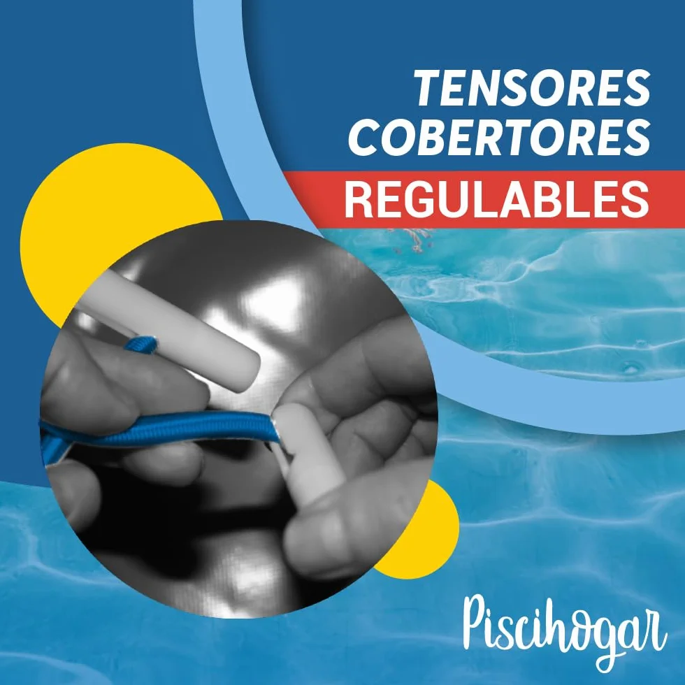PisciHogar Pack 20 und. Tensores Lona de Piscina. Goma elástica de Gran Resistencia para el cobertor de Invierno. Regulables.