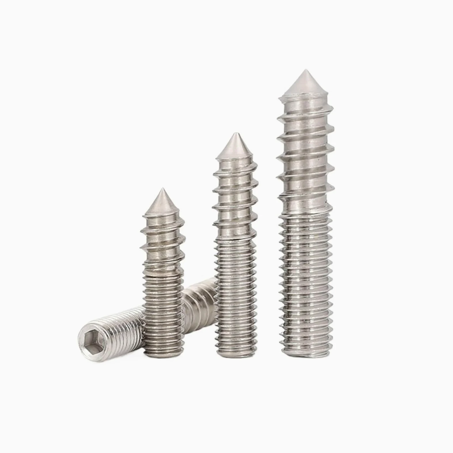 Tornillos de madera a madera con terminación de doble cabeza, tornillos de rosca hexagonales sin cabeza de acero inoxidable 304/tornillos de fijación de doble cabeza M4 M5 M6 M8 M10 M12(Size:2pcs M10x