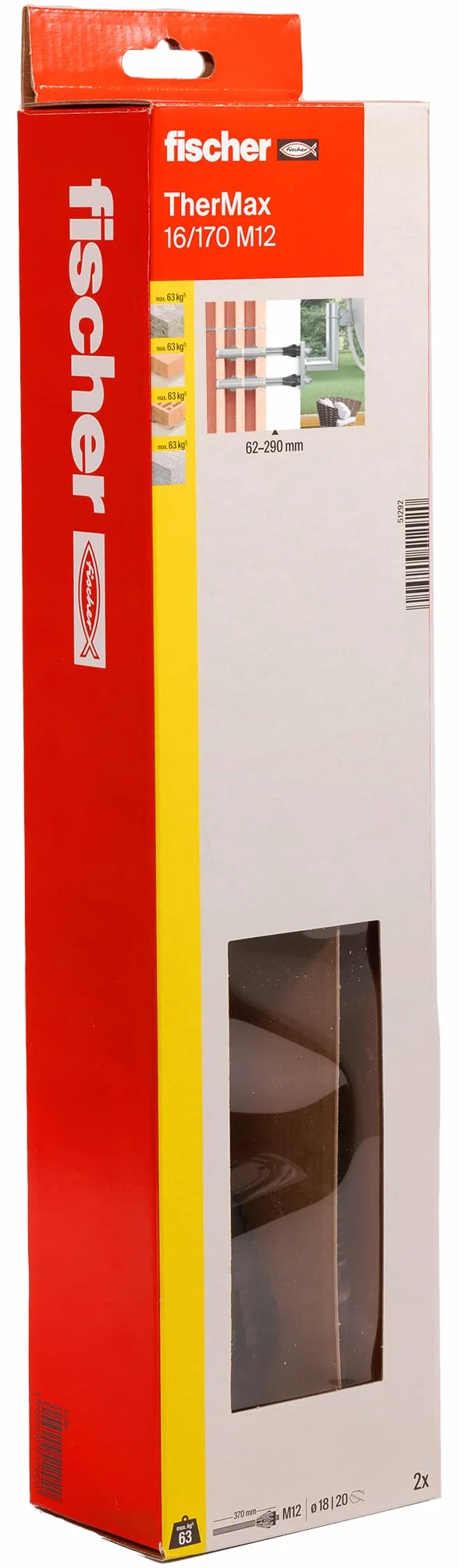 fischer - Anclaje para aislamiento térmico Thermax 16/170 M12 B, 2 unidades