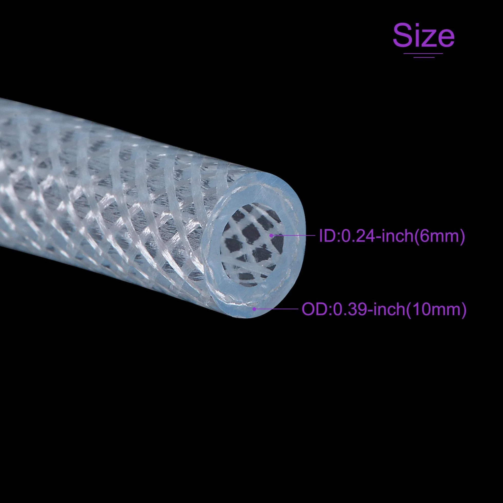 sourcing map 6mm ID 10mm OD Transparente PVC Tubo Trenzado Manguera para Agua Riego 10 Pies