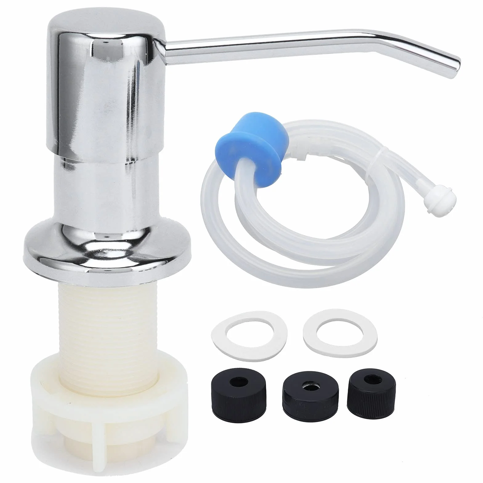 Dispensador de Jabón de Fregadero y Kit de Tubo de Extensión, Kit de Bomba de Jabón de Fregadero de Acero Inoxidable 304 Dispensador de Jabón de Cabeza de Tubo de Silicona para el Baño de la Cocina
