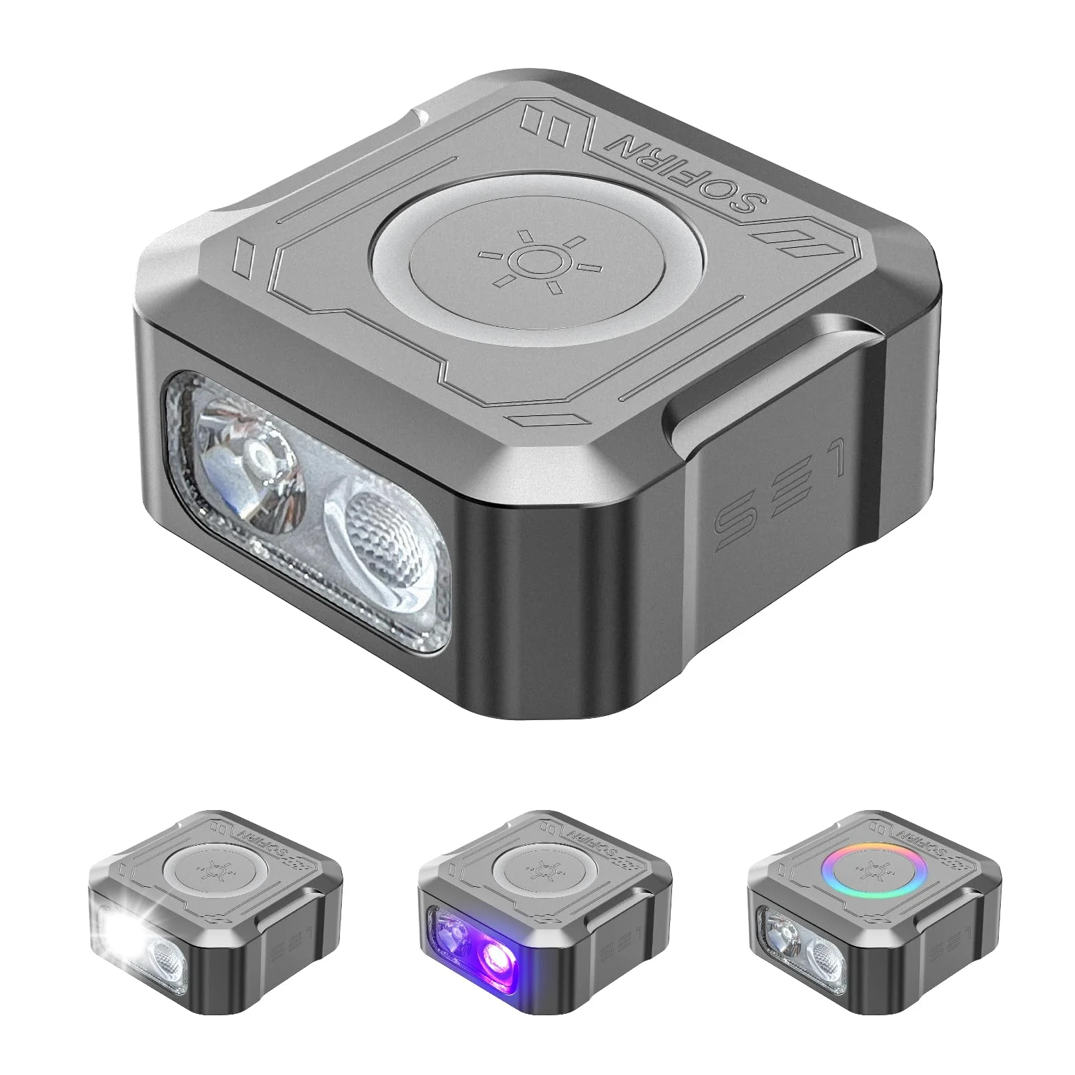 Sofirn SE1 Mini Linterna Llavero, Linterna EDC de 302 Lúmenes con Luz UV, Anillo RGB, Imán y USB-C, Recargable, Cuerpo Metálico CNC para Uso Diario, Emergencias, Camping y Exterior