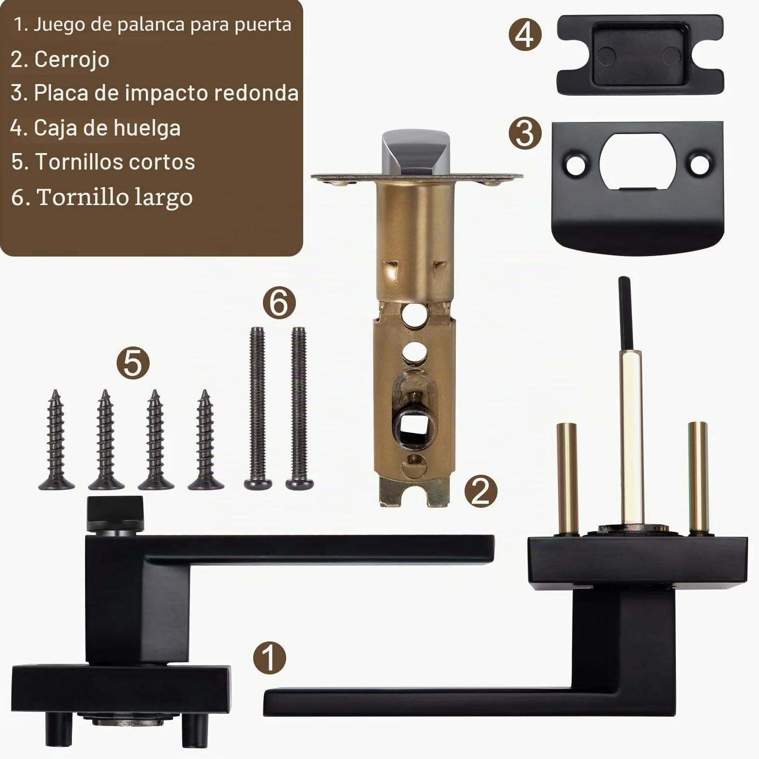 Manilla de Puerta Interior Sin Llave Pomos Puertas para Baño Cerraduras Puertas Interiores en Negro Mate Reversible Para Puertas con Apertura a la Derecha o a la Izquierda