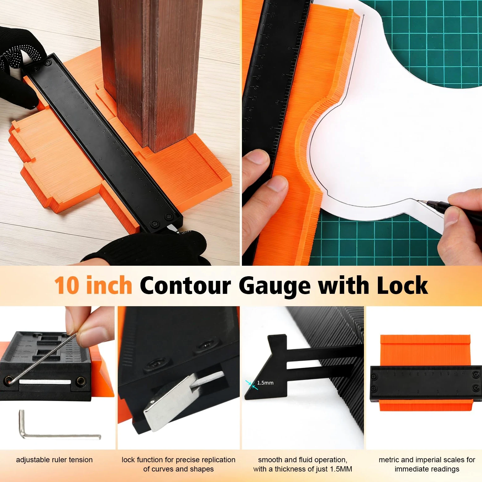 Kit de instalación de suelos de madera, 65 herramientas de suelo laminado con espaciadores, mazo de goma, bloque de golpeo, barra de tracción, cinta métrica de contorno, kit de suelo laminado