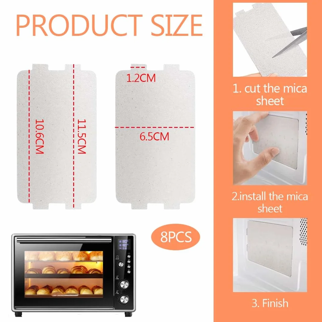 8 Piezas Microondas Placa De Mica, Hoja De Mica, Mica De Placas Hojas De Mica, Hojas Mica Para Horno Microondas, Para Hornos De Microondas (115 X 65 Mm)