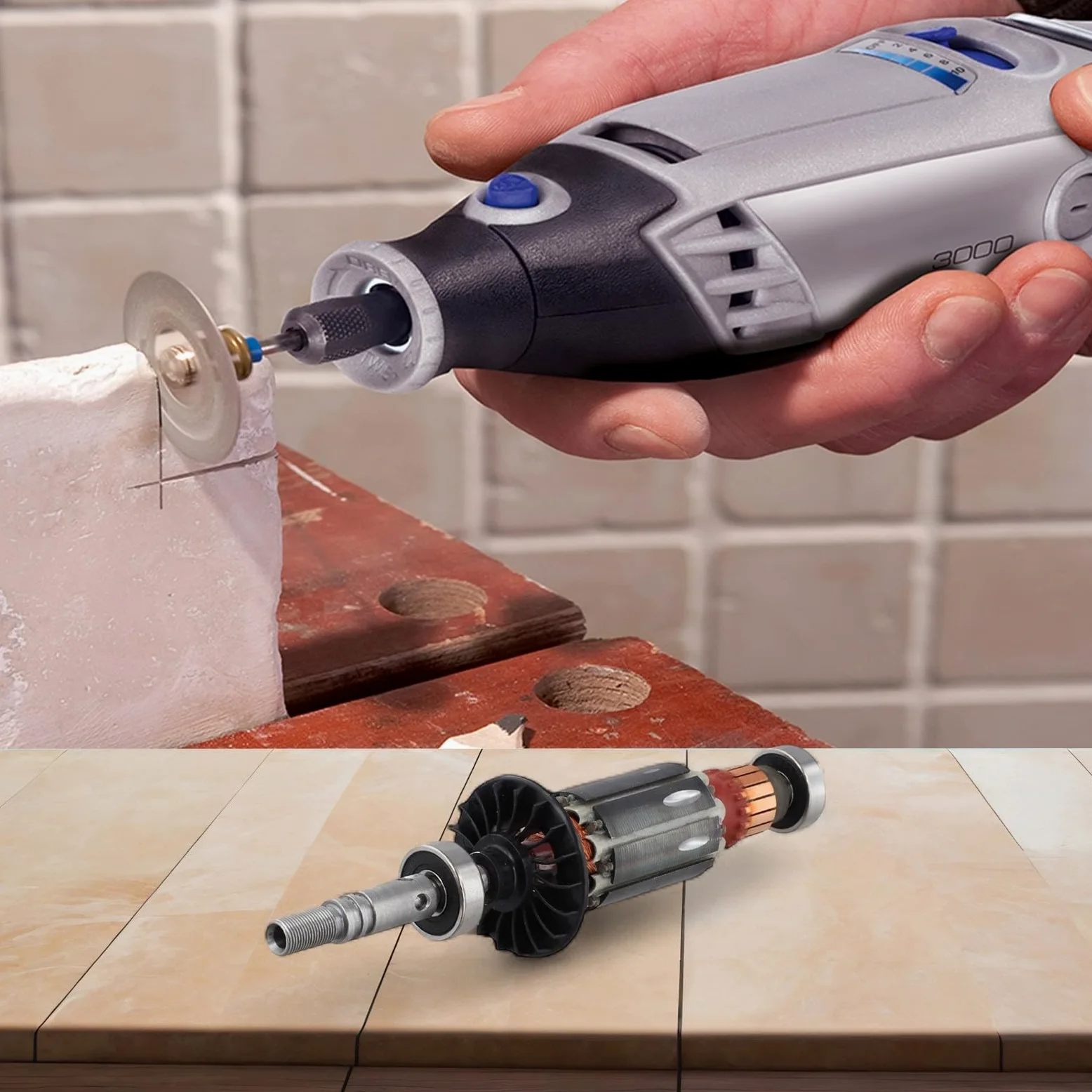 2610009848 Reemplazo de armadura para Dremel 3000, conjunto de husillo de motor para herramienta giratoria Dremel, herramienta eléctrica pieza interna componente interno