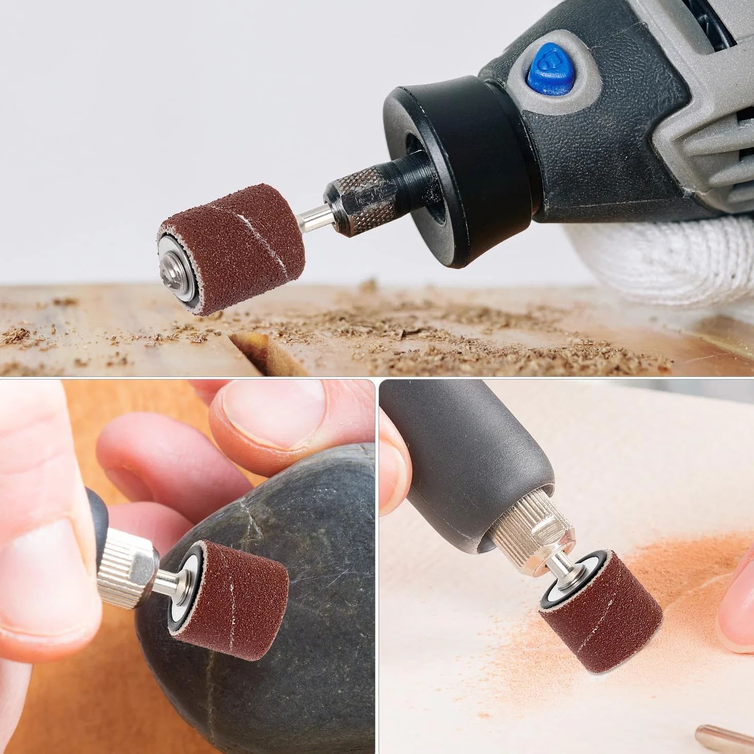 QWORK 132 Piezas Tambores de lijado para Dremel herramientas rotativas