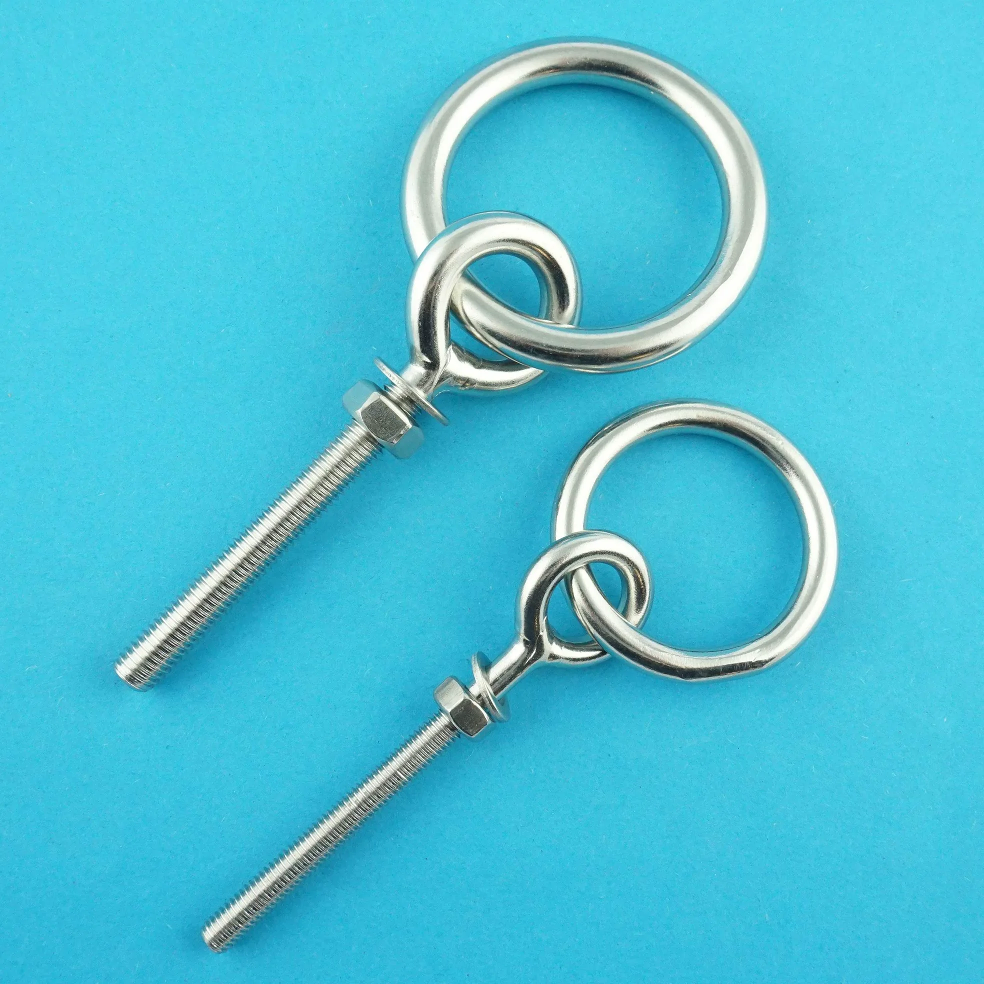 M12 x 150 mm Perno de ojo con anillo (2 unidades) - Tornillos de ojal - Rosca métrica - Tornillo de anillo - Acero inoxidable A4 V4A - inoxidable